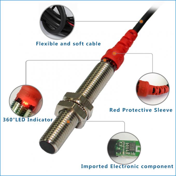 12V nivelam 3 o tipo interurbano de detecção do sensor de proximidade 2mm dos fios M8 NPN