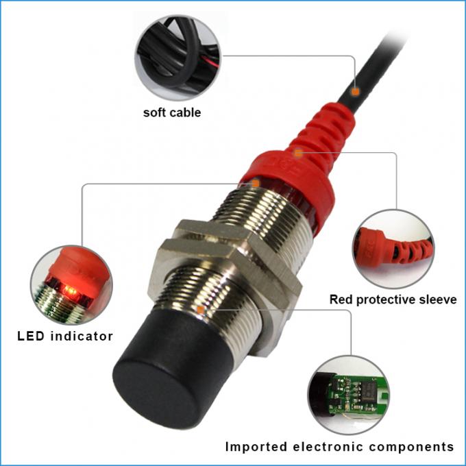 M18 Não-protegeu o interruptor indutivo de detecção indutivo do sensor de proximidade 12-24VDC 8mm