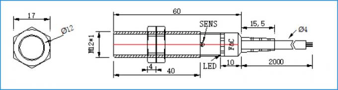 Interruptor 12V capacitivo de detecção capacitivo do sensor de proximidade 5mm da detecção M12 plástica