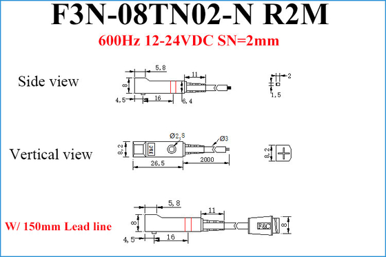 Plano de detecção dianteiro indutivo pequeno do sensor de proximidade 2mm NPN