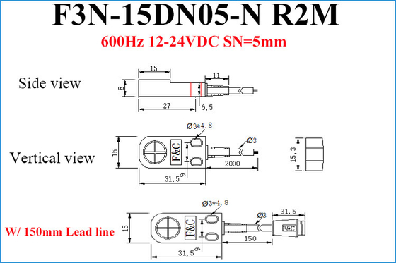 detector de metais indutivo de detecção da indução da parte superior do sensor de posição 12-24VDC de 4mm
