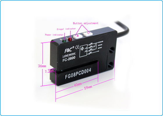 PNP NENHUM detector normal do sensor da etiqueta da etiqueta do entalhe do NC 2mm para a máquina de embalagem