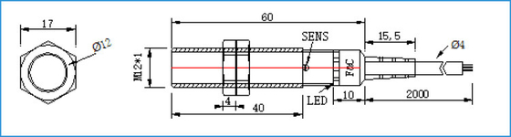 fios capacitivos do detector DC3 do metaloide do sensor de proximidade de 24V M12 NPN