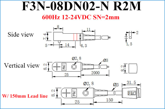Detecção superior indutiva pequena lisa dos fornecedores 2mm NPN 12VDC do sensor de proximidade